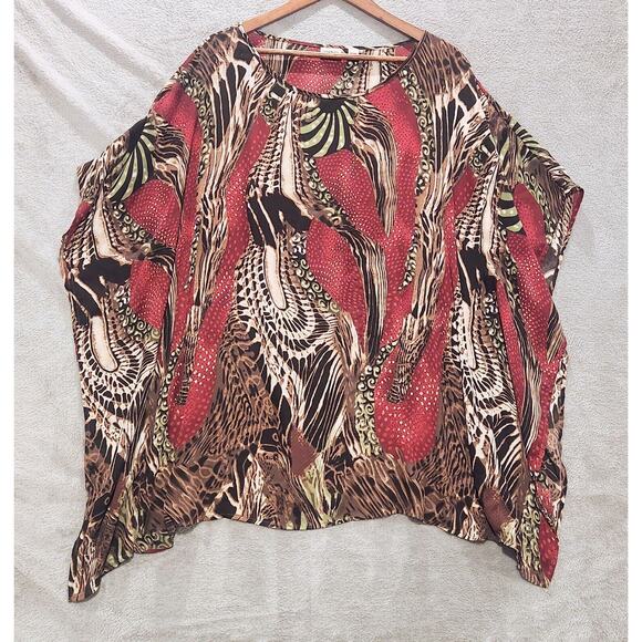Cato Womens Multi Color Mixed Animal Print Kimono Blouse Size 18/20W Flowy - Picture 1 of 12